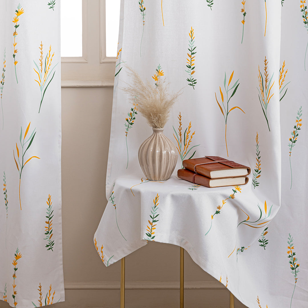 Leafscape Yellow & Green - Printed Rod Pocket Duck Curtain-4