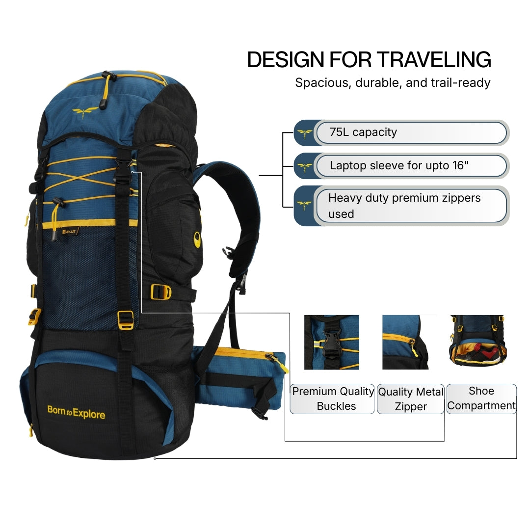 Rucksack trekking bag (Blue)-5