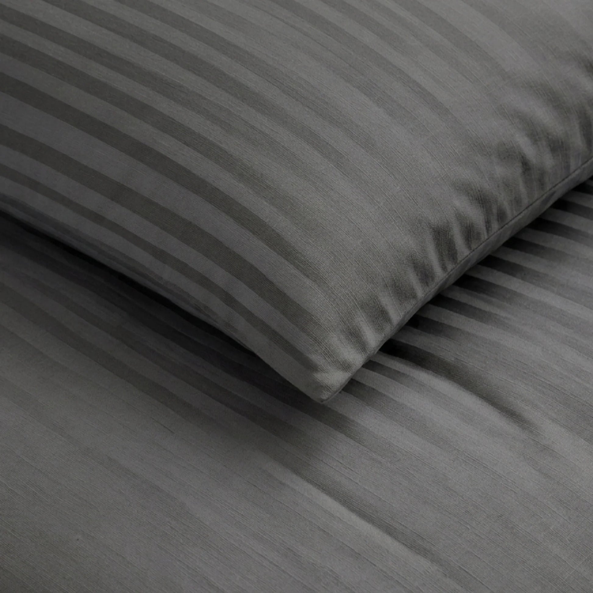 Breton Mellow - Satin Striped Duvet Cover (Grey)-5