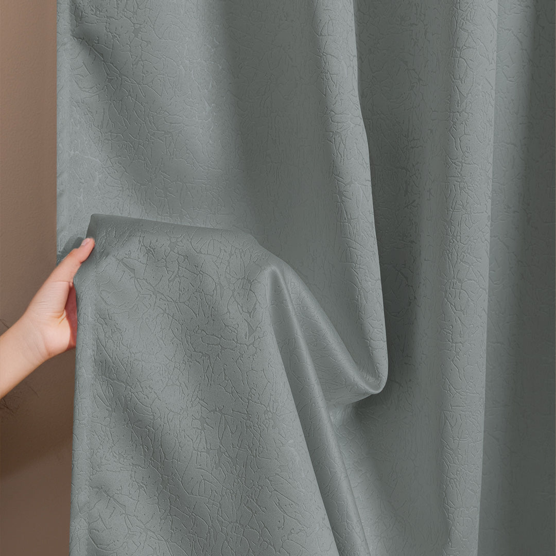 Fort Essential Abstract - Rod Pocket Black Backing Blackout Curtain (Grey)-5