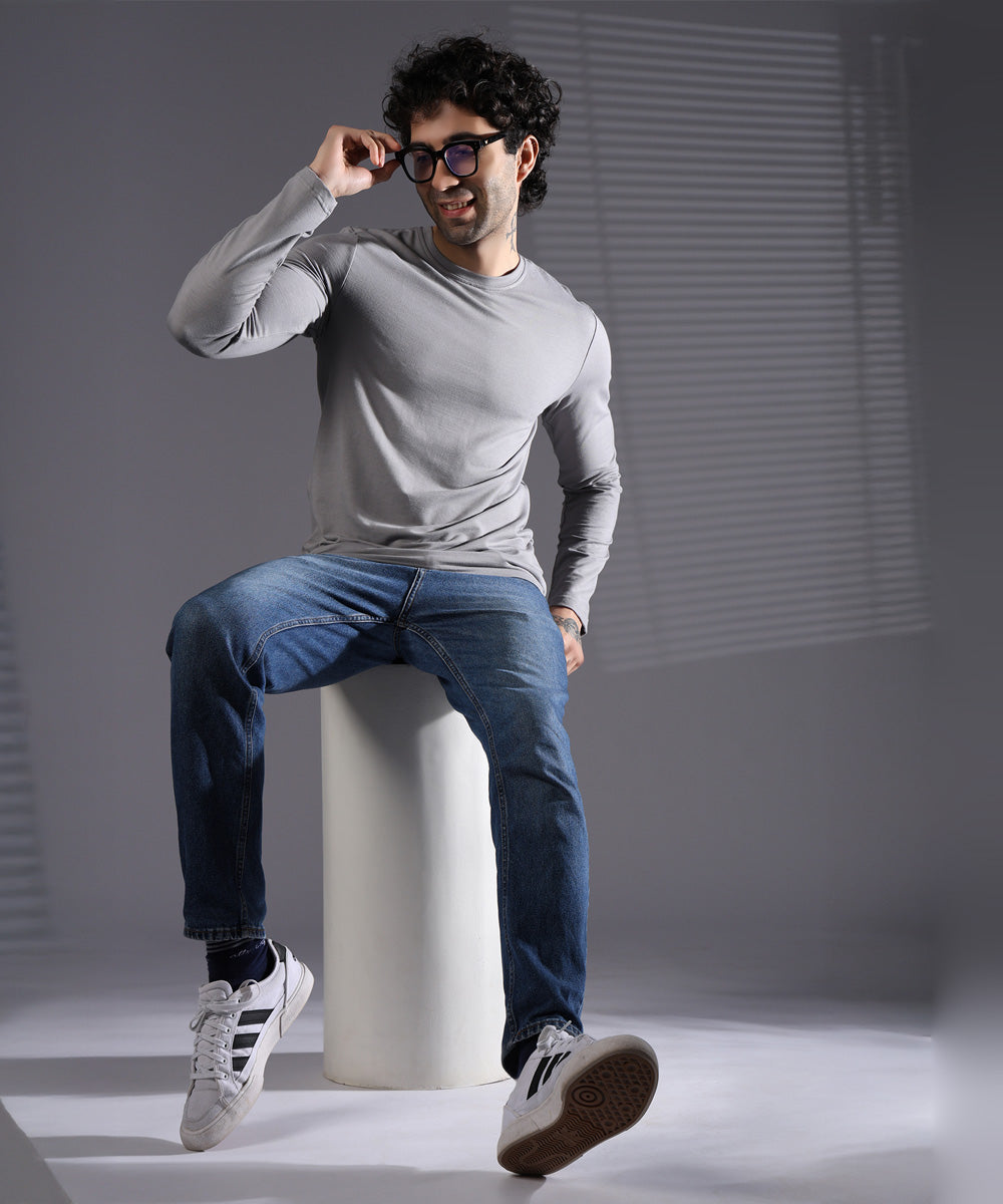 Naturefab Men's Organic Bamboo Full sleeve Terry Tshirt Grey-7