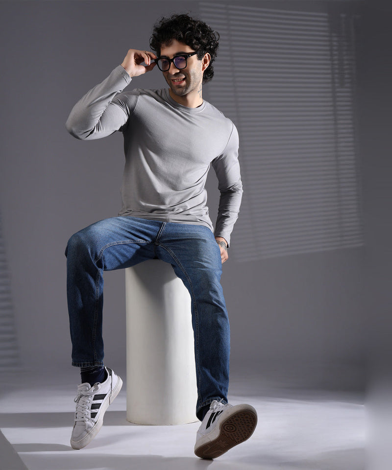 Naturefab Men's Organic Bamboo Full sleeve Terry Tshirt Grey-7