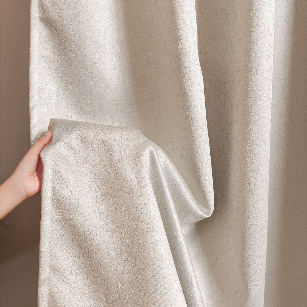 Fort Essential Abstract - Rod Pocket Black Backing Blackout Curtain (Off White)-5