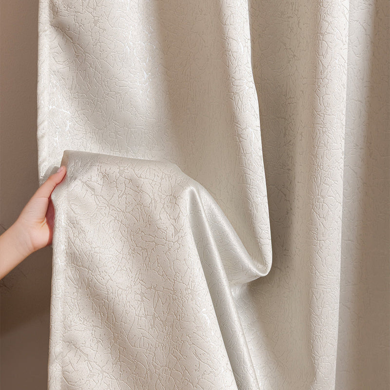 Fort Essential Abstract - Rod Pocket Black Backing Blackout Curtain (Off White)-5