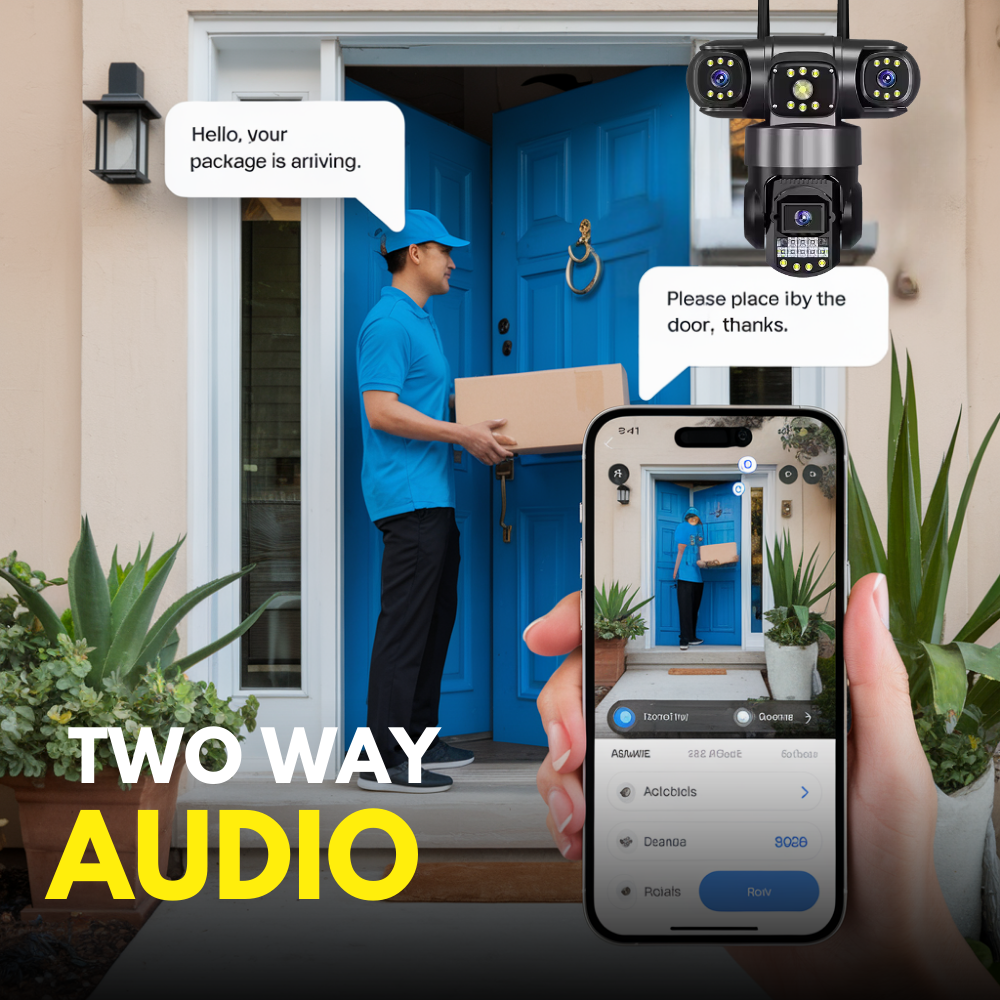Maizic Smarthome Batman Black 3-in-1 WiFi CCTV Camera | Triple Lens & 3 Screen View | 360° PTZ + Dual 180° Side Cameras | AI Human Detection | Color Night Vision | Two-Way Audio | Home Security Camera
