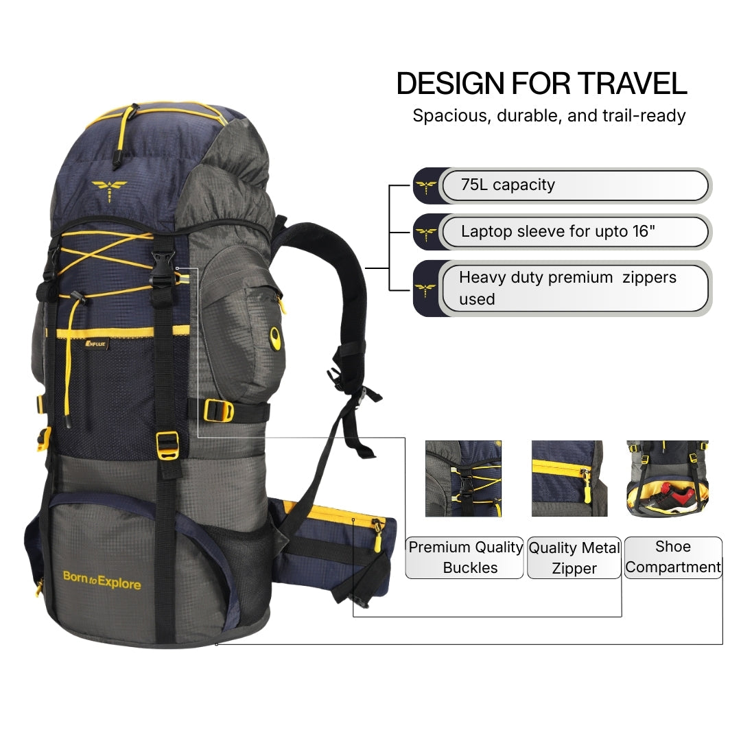 Rucksack trekking bag (Grey)-5