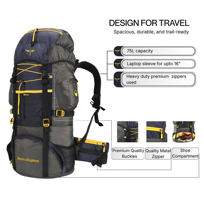 Rucksack trekking bag (Grey)-5