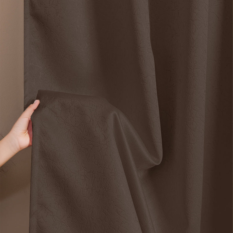 Fort Essential Abstract - Rod Pocket Black Backing Blackout Curtain (Brown)-5