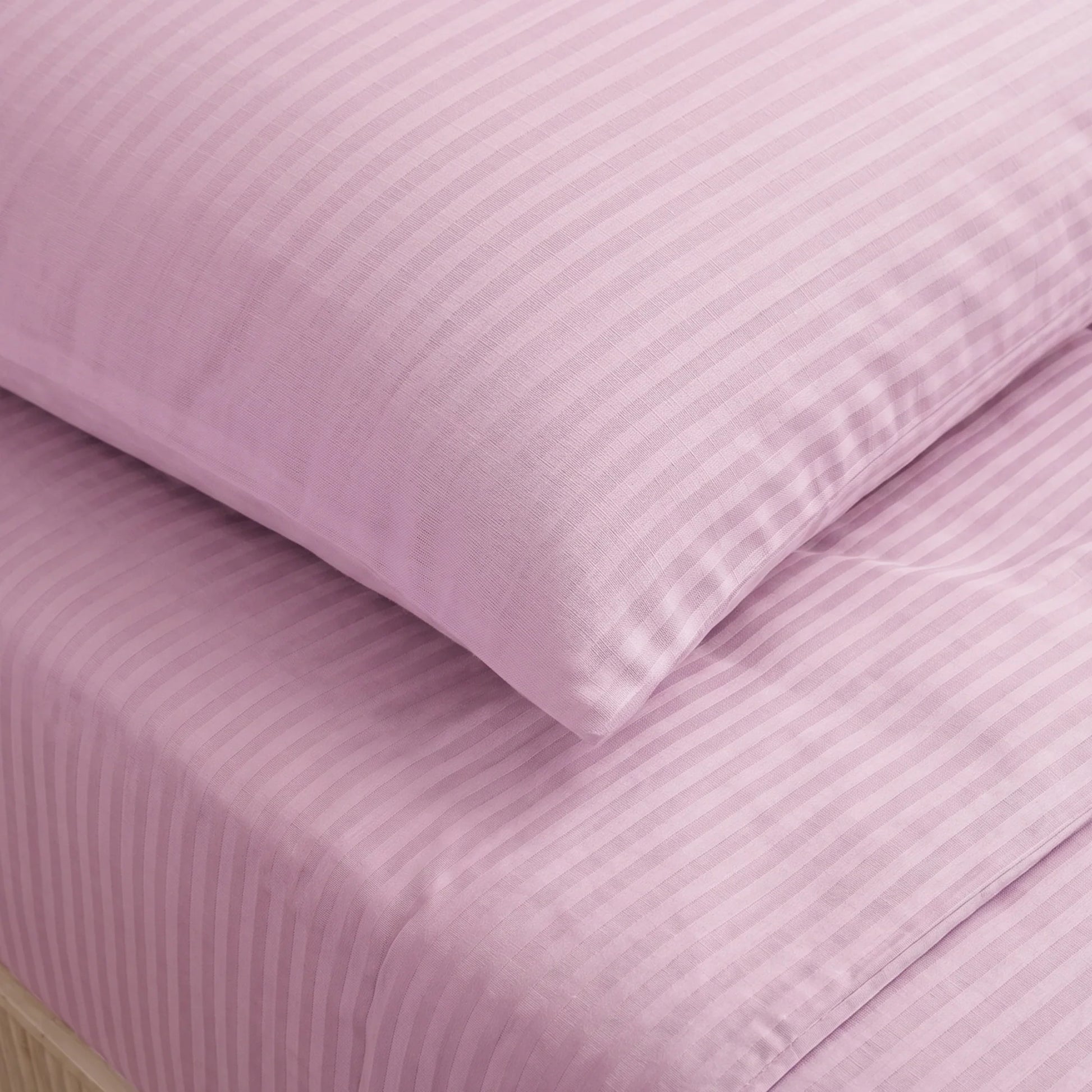 Breton Mellow - Satin Stripe Duvet Cover (Baby Pink)-5