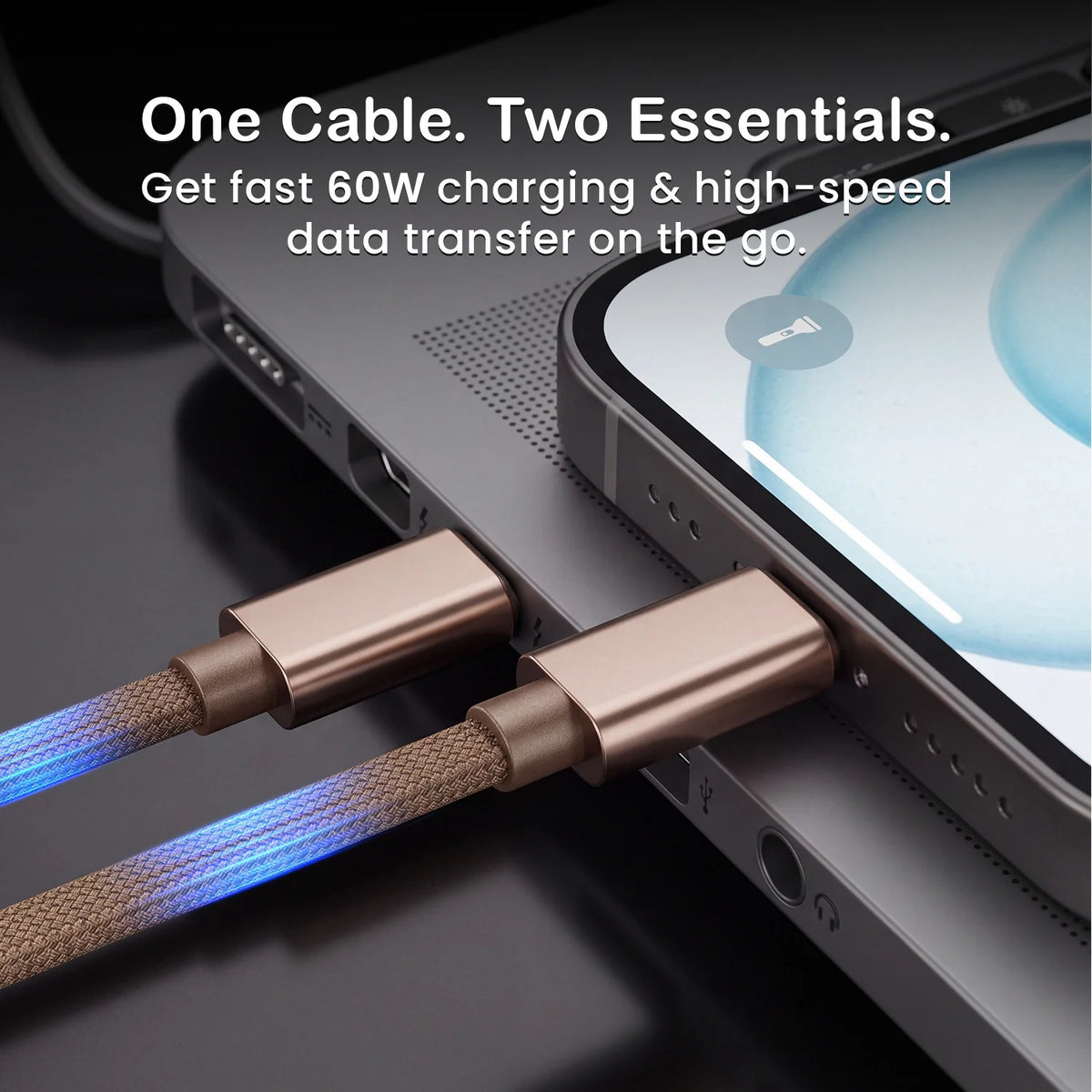 Hammer 6-in-1 Travel Kit Multi-Function Charging & Connectivity Accessory Kit with 60W Type C to C Cable (Beige)-6