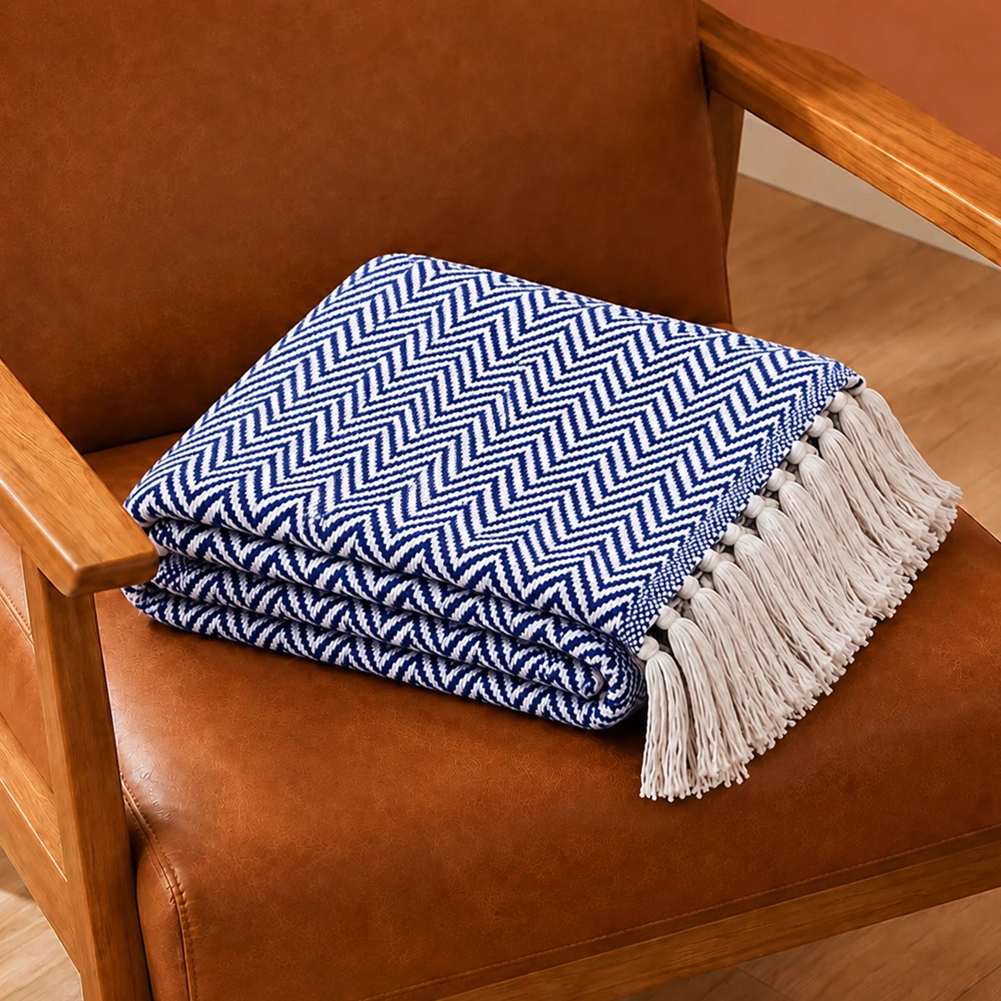Tessitura Blue Chevron - Throw-5