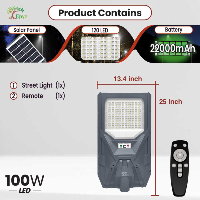 100W SOLAR STREET LIGHT WITH MOTION SENSOR