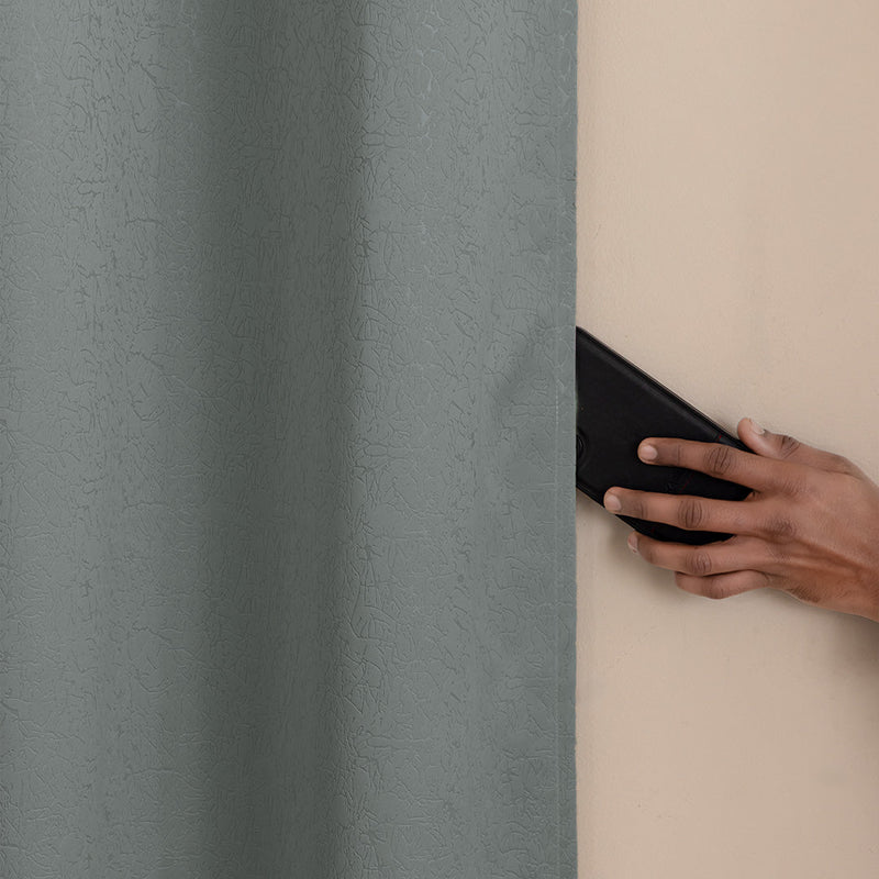 Fort Essential Abstract - Eyelet Black Backing Blackout Curtain (Grey)-5