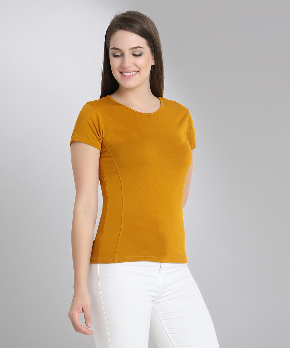 Naturefab Women's Organic Bamboo Tshirt Mustard-3