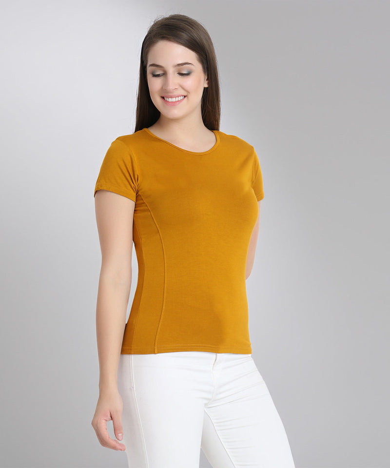 Naturefab Women's Organic Bamboo Tshirt Mustard-3