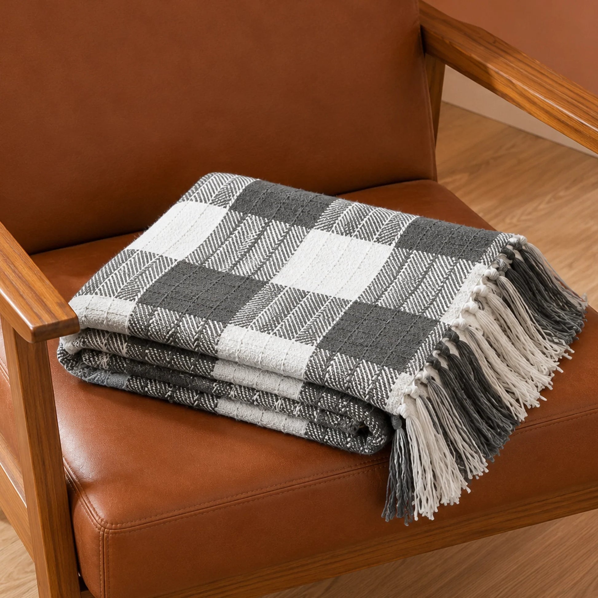Breton Grey Harlequin - Plaid Woven Throw-5