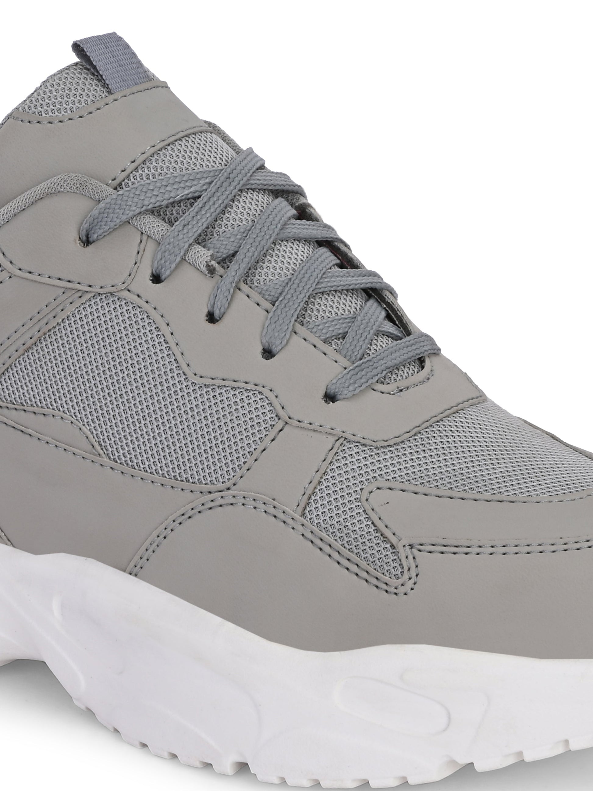 EL PASO Men Grey Faux Leather Casual Lace Up Sneakers-4