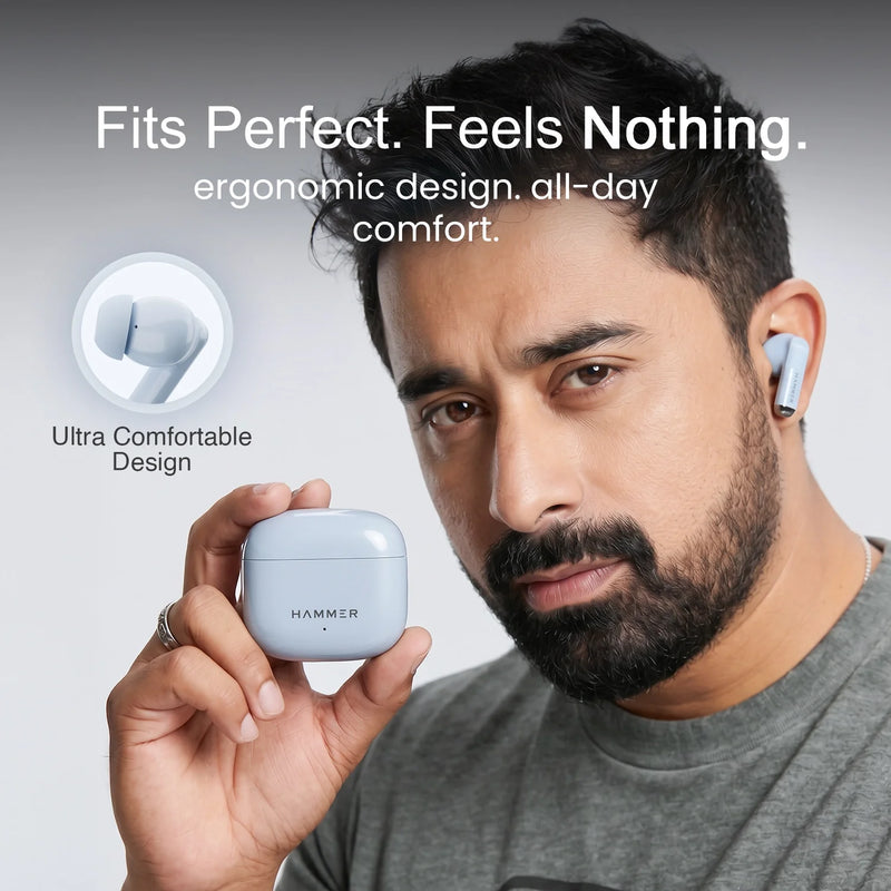 Hammer Solo Earbuds with 80H Playtime, Bluetooth v6.0, 13mm Drivers, Fast Charging (Blue)-6