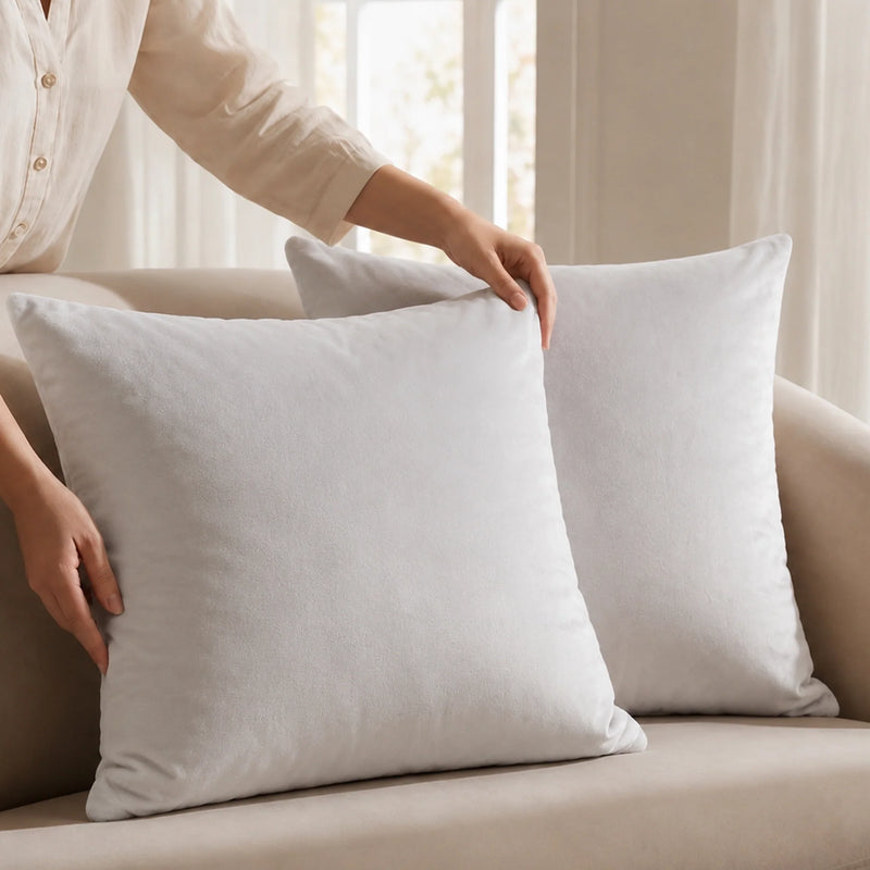 Fort Royal - Velvet Solid Dye Cushion Cover (White)-5