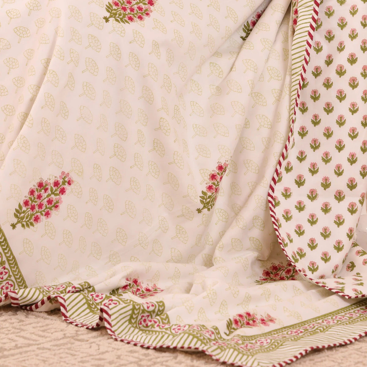 Olive Bloom - Handblock Dohar-5