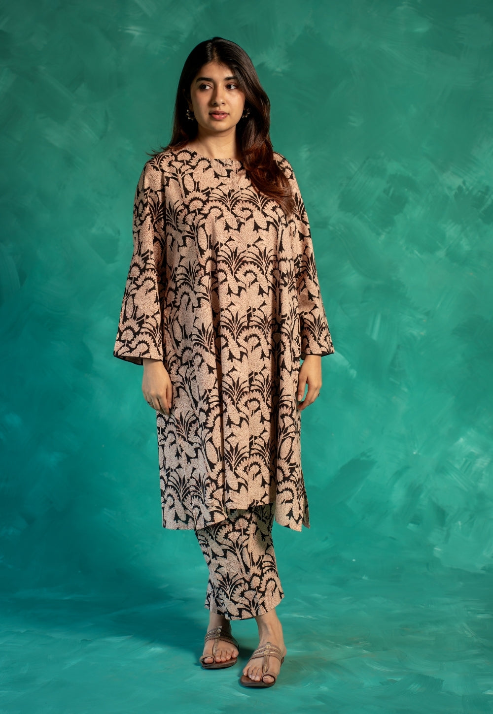 Kaaya Black Bagru Cotton Straight Co-Ord Set