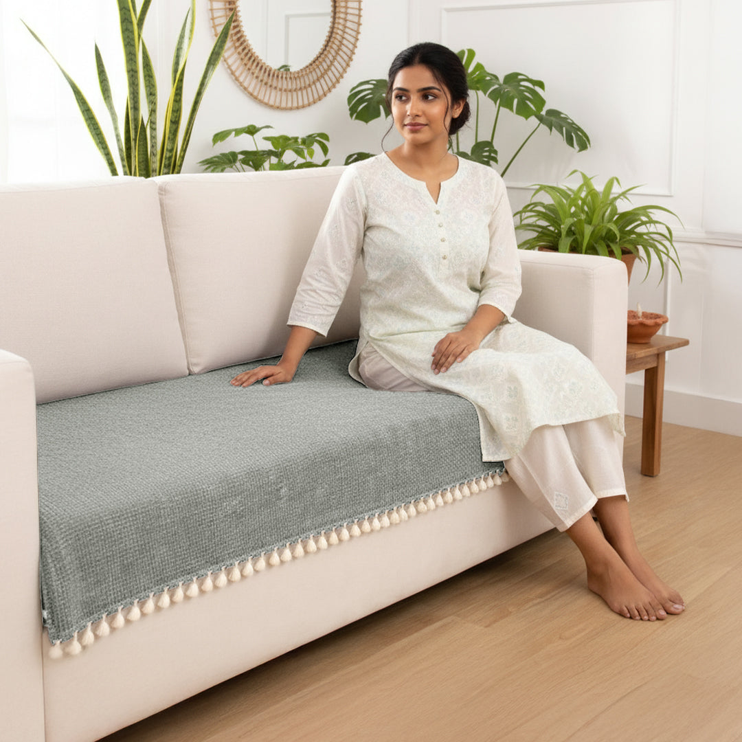 Chenille Silver Grey Sofa Cover-7