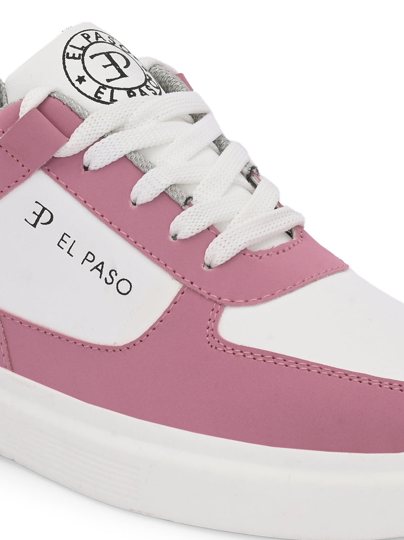 EL PASO Faux Leather Casual Lace Up Sneakers For Women-24
