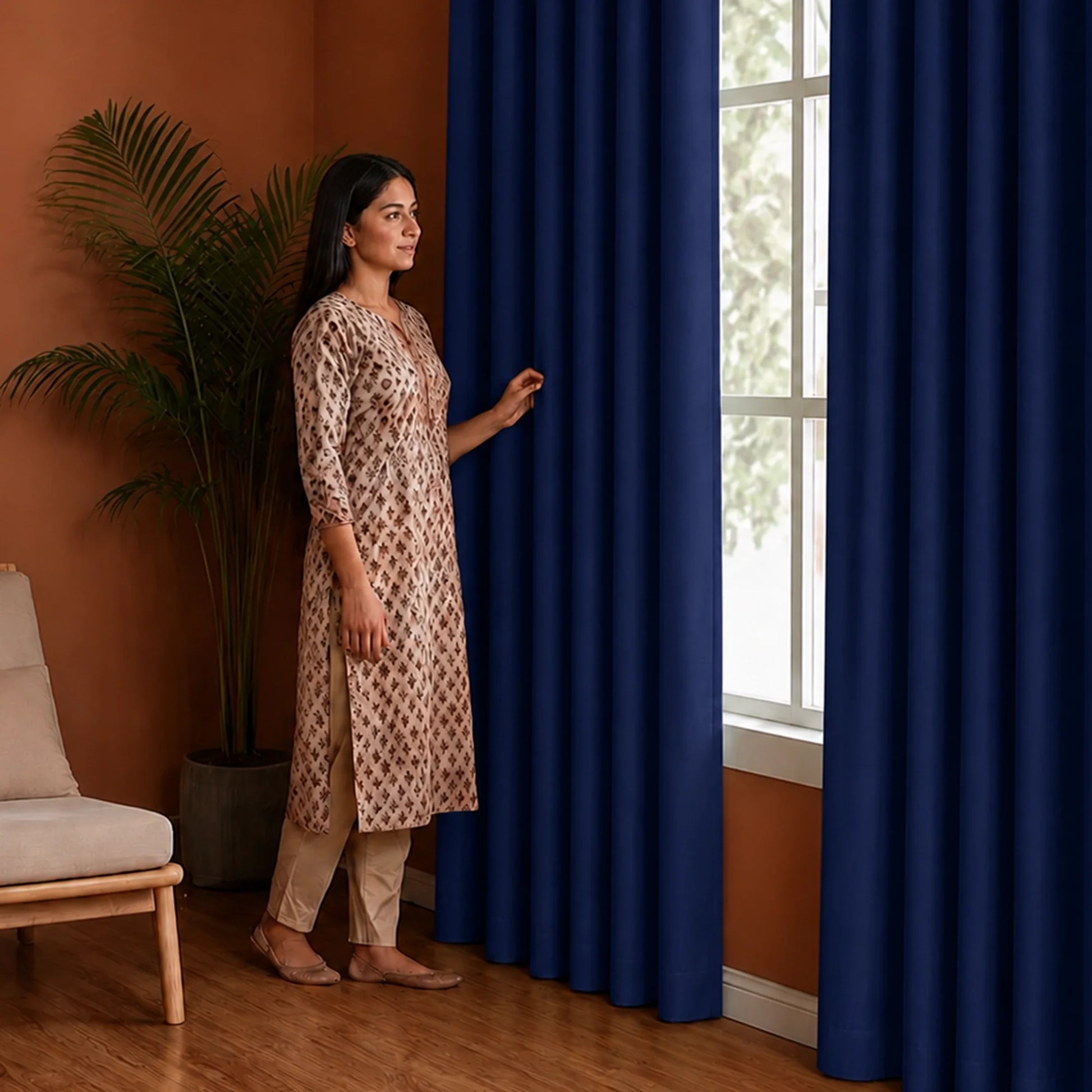 Fort Essential - Rod Pocket Blackout Curtain (Navy Blue)-5