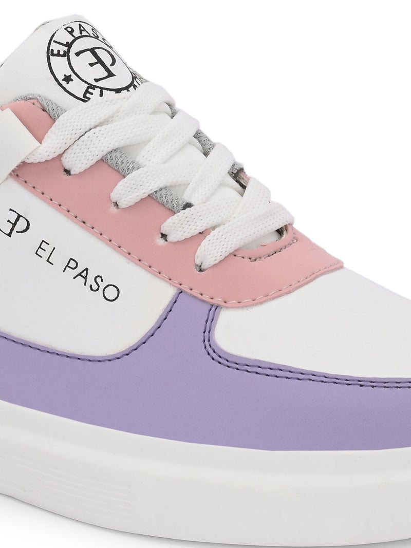 EL PASO Faux Leather Casual Lace Up Sneakers For Women-34