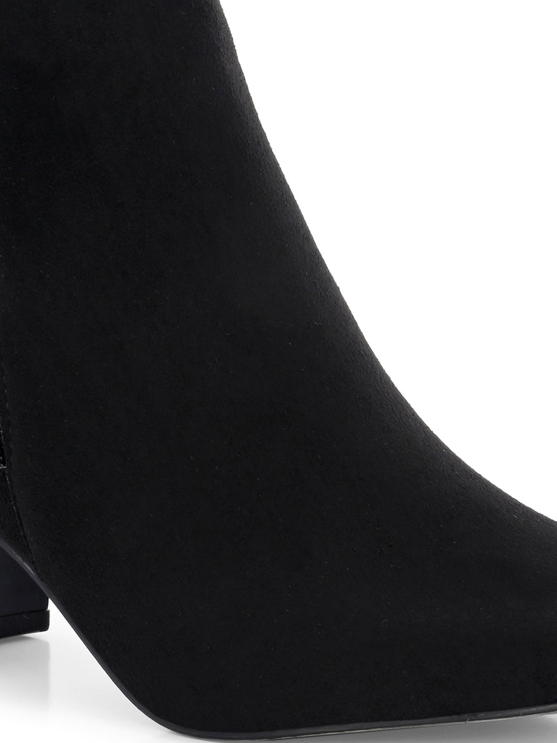 EL PASO Women Suede Faux Leather Casual Chelsea Boots-5