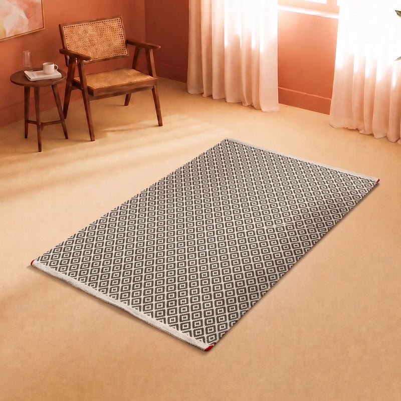 Tessitura Confetti - Diamond Cotton Rug (Grey & White)-6