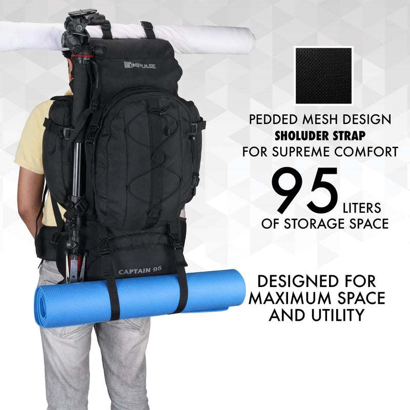 95 Litres Impulses Impulse Captain Black Trekking bag-5