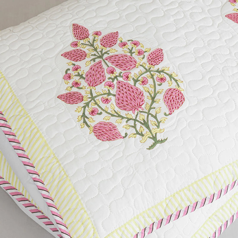 Floral Pink Quilted Pillow Covers-7