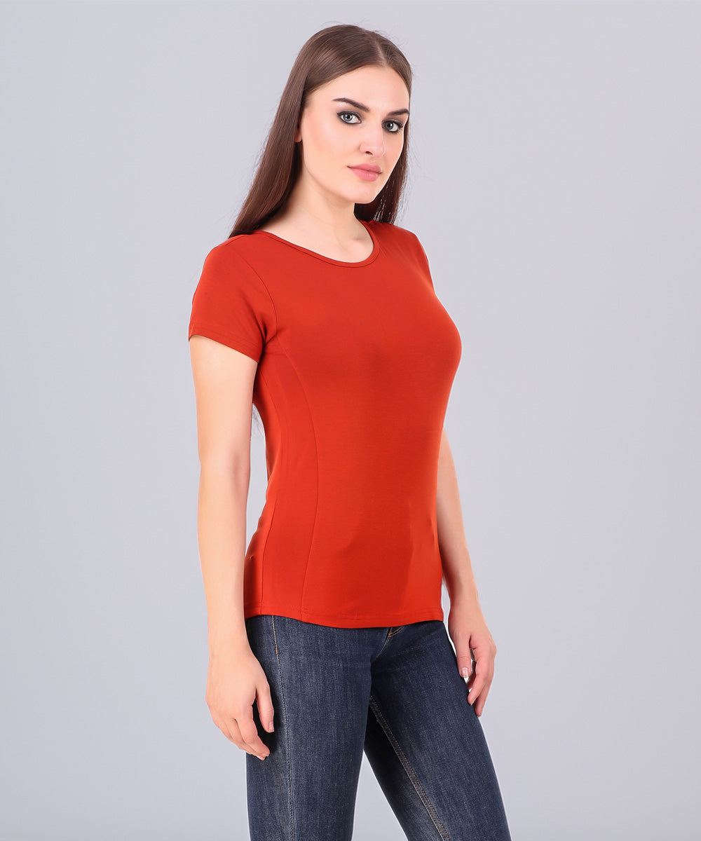 Naturefab Women's Organic Bamboo Tshirt Red-3