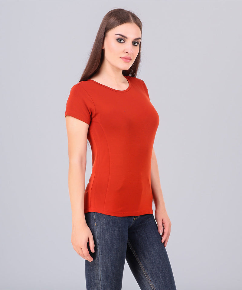Naturefab Women's Organic Bamboo Tshirt Red-3