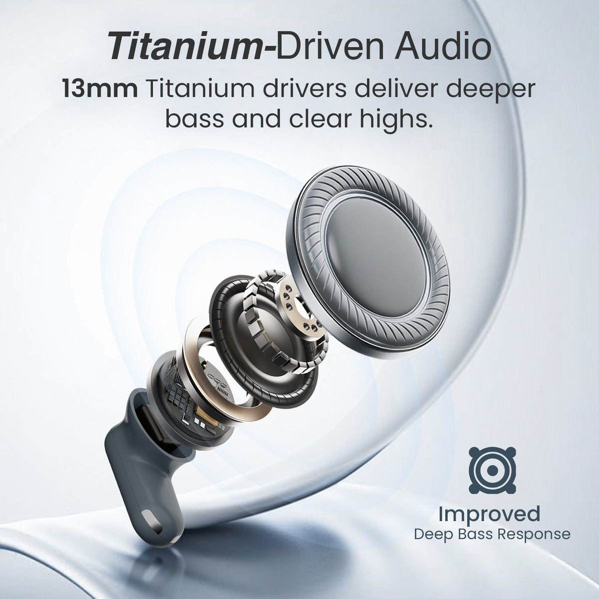 HAMMER Airflow Go Earbuds with 80H Playtime, 13mm Titanium Driver, 40ms Gaming Mode (Grey)-8