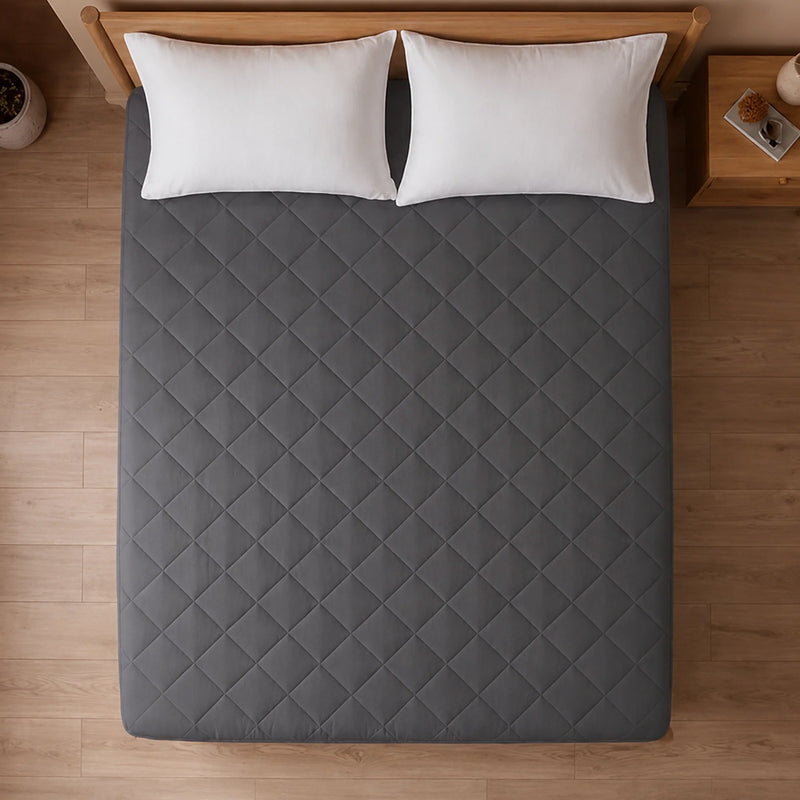 Ombre - Pure Shield Solid Quilted Mattress Protector (Grey)-5