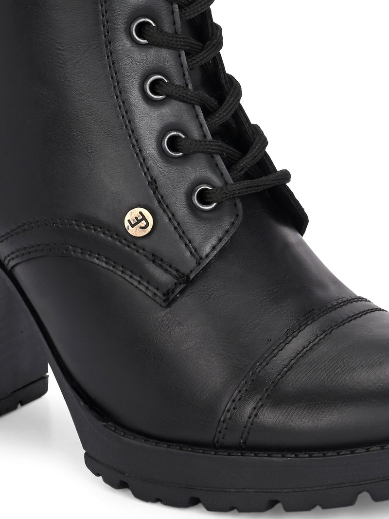 EL PASO Women Faux Leather Casual Lace Up Boots-3