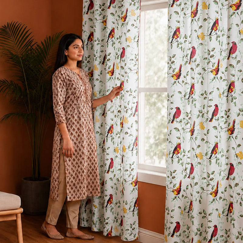 Multicolor Little Wings Eyelet Duck Curtain-5