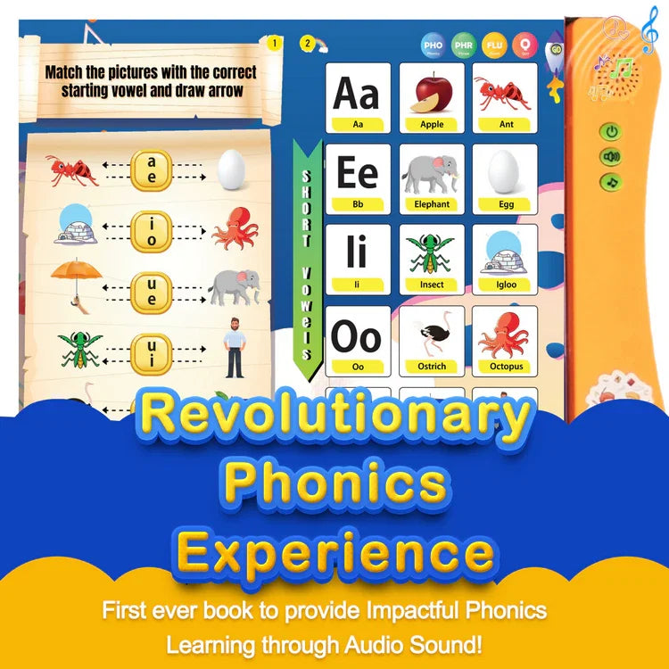 Kiddale Musical Phonics Book(2-6 years) | Interactive Talking Book for Early Reading, Pronunciation & Speech Development|Rhymes & Stories