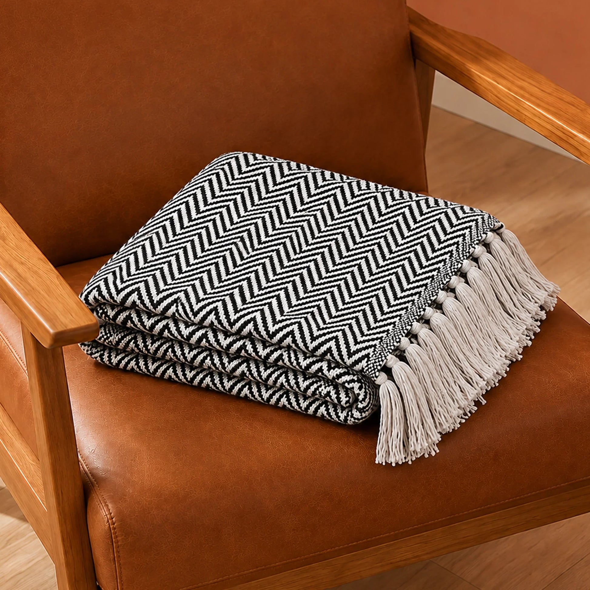 Tessitura Black Chevron - Throw-5