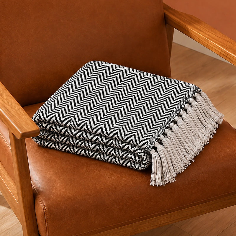 Tessitura Black Chevron - Throw-5