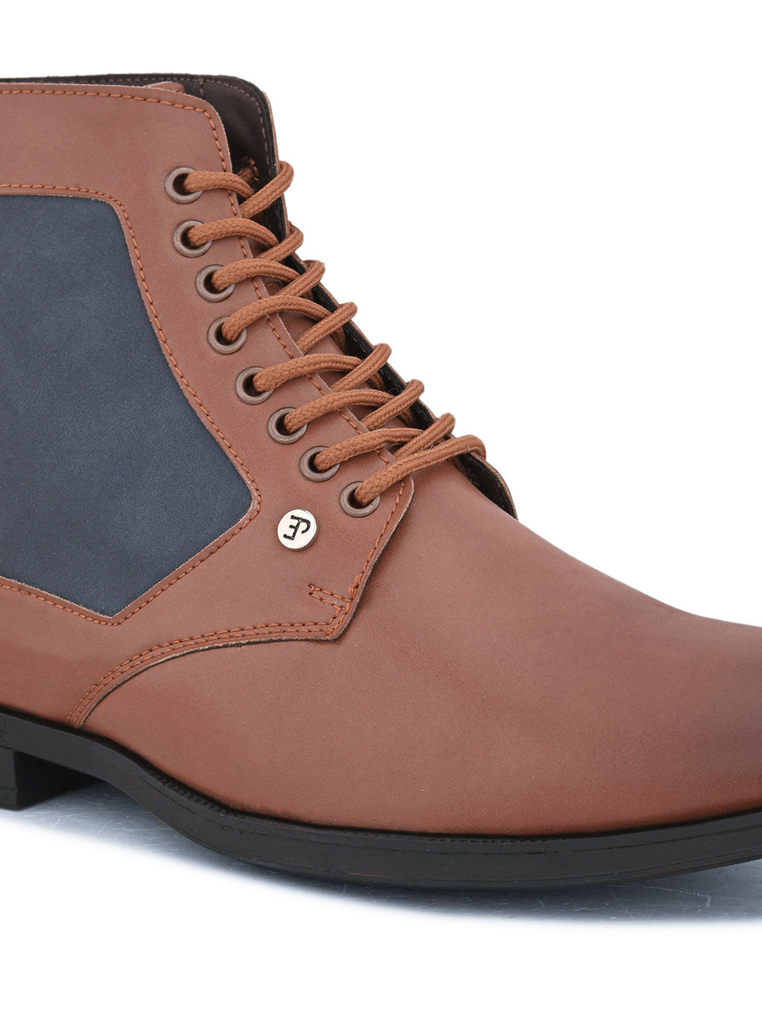 EL PASO Men Tan Faux Leather Casual Lace Up Boots-4