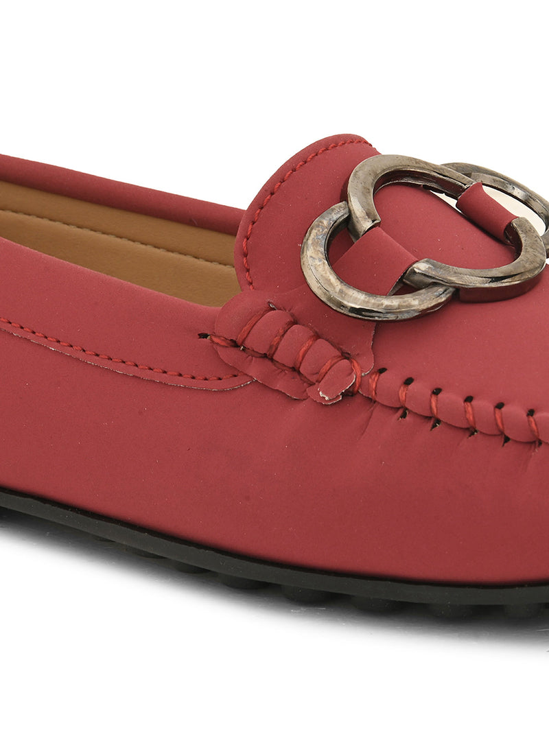 Women Solid Loafers With Metal Detailing-2