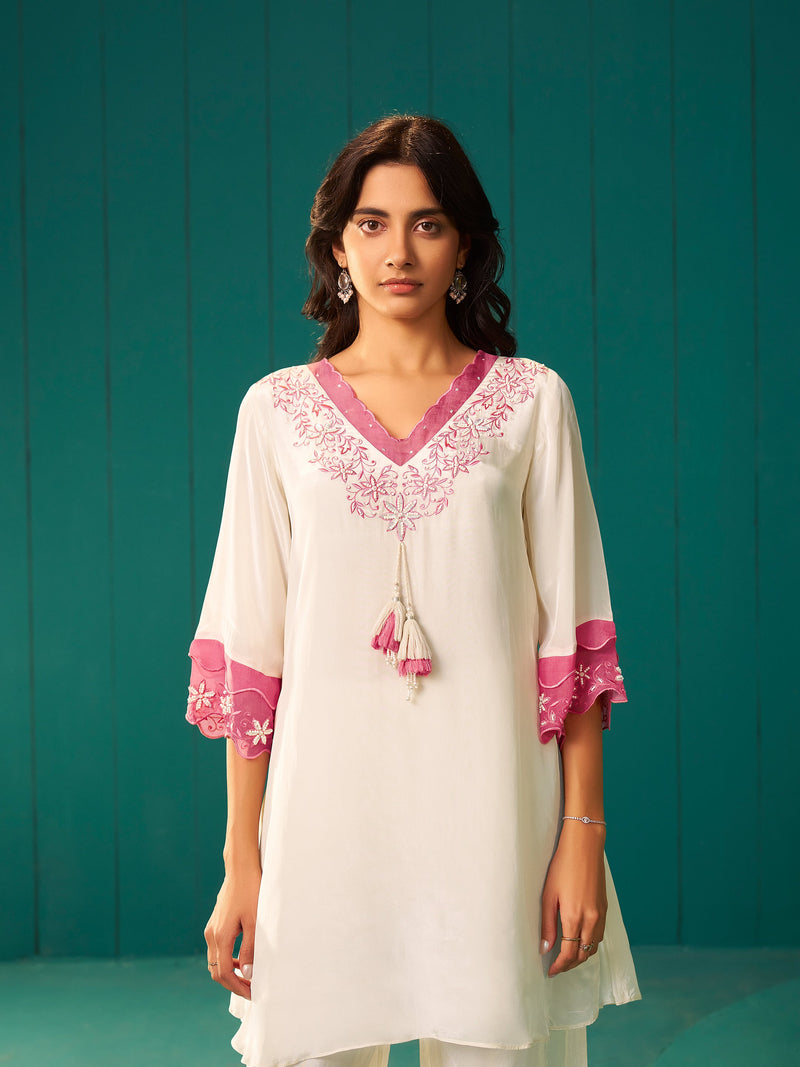 Zoya White Natural Crepe Salwar Set