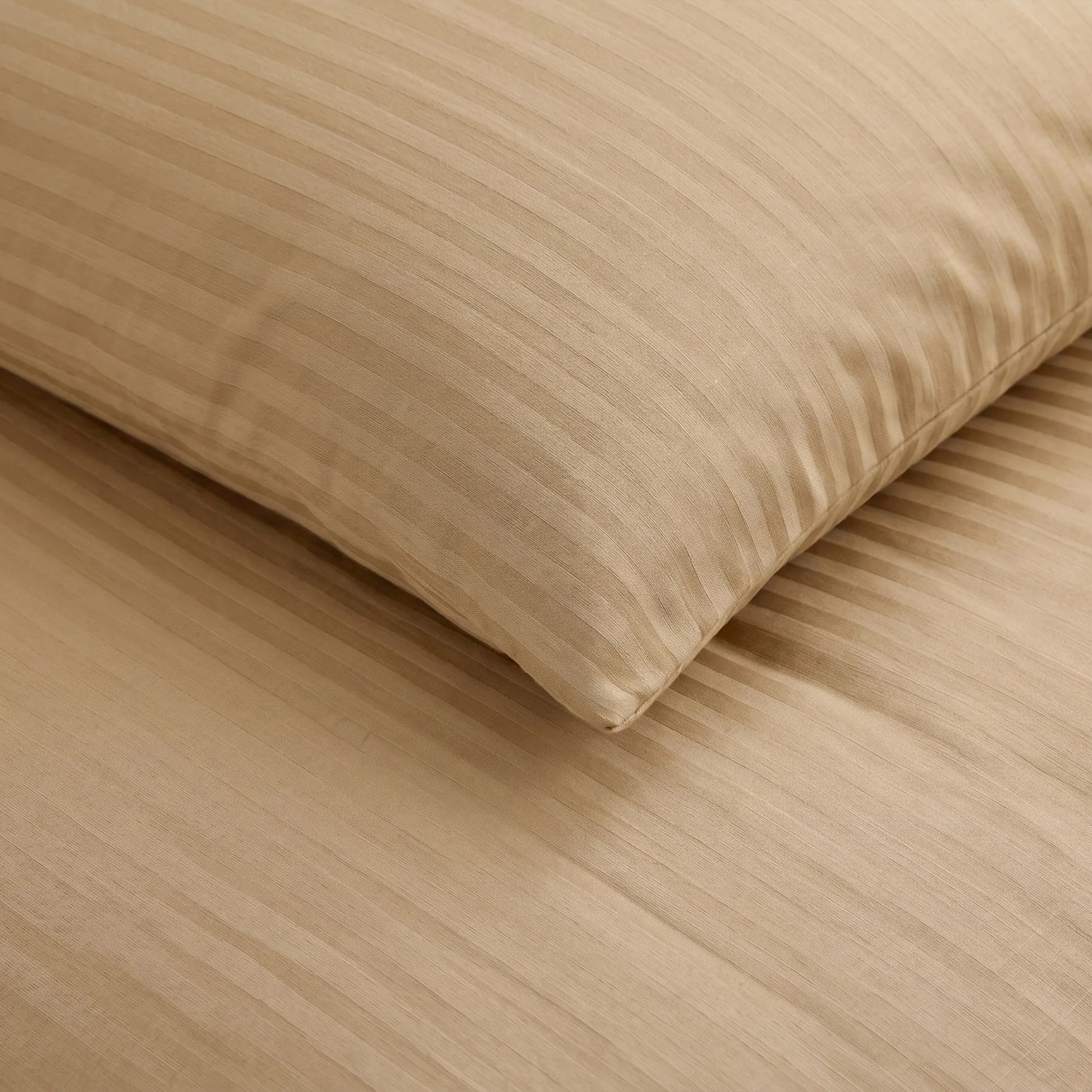 Breton Mellow - Satin Striped Duvet Cover (Taupe)-5