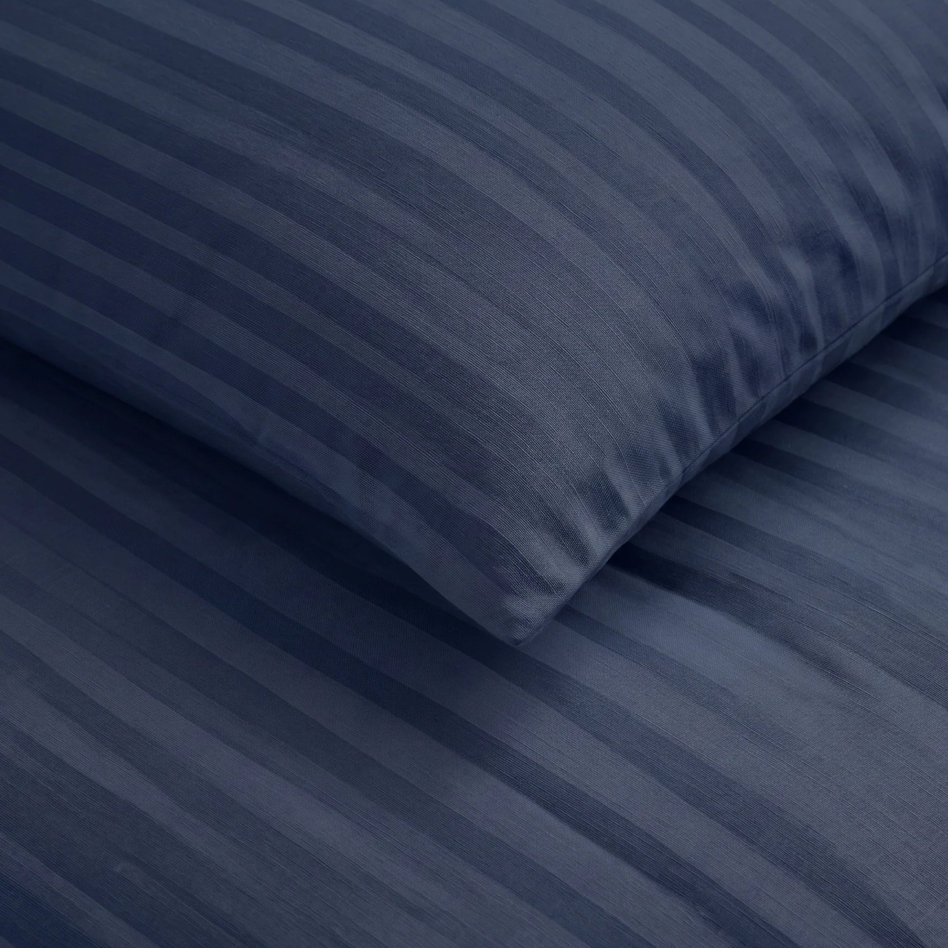 Breton Mellow - Satin Stripe Duvet Cover (Dark Blue)-5