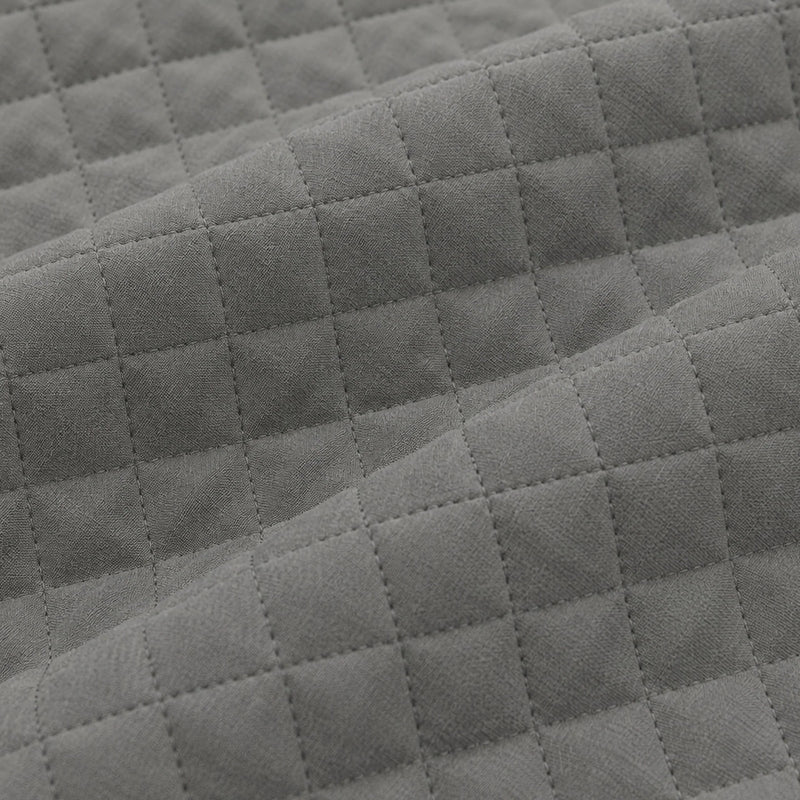 Quilted Velvet Sofa Cover with Tassels (Grey)-5