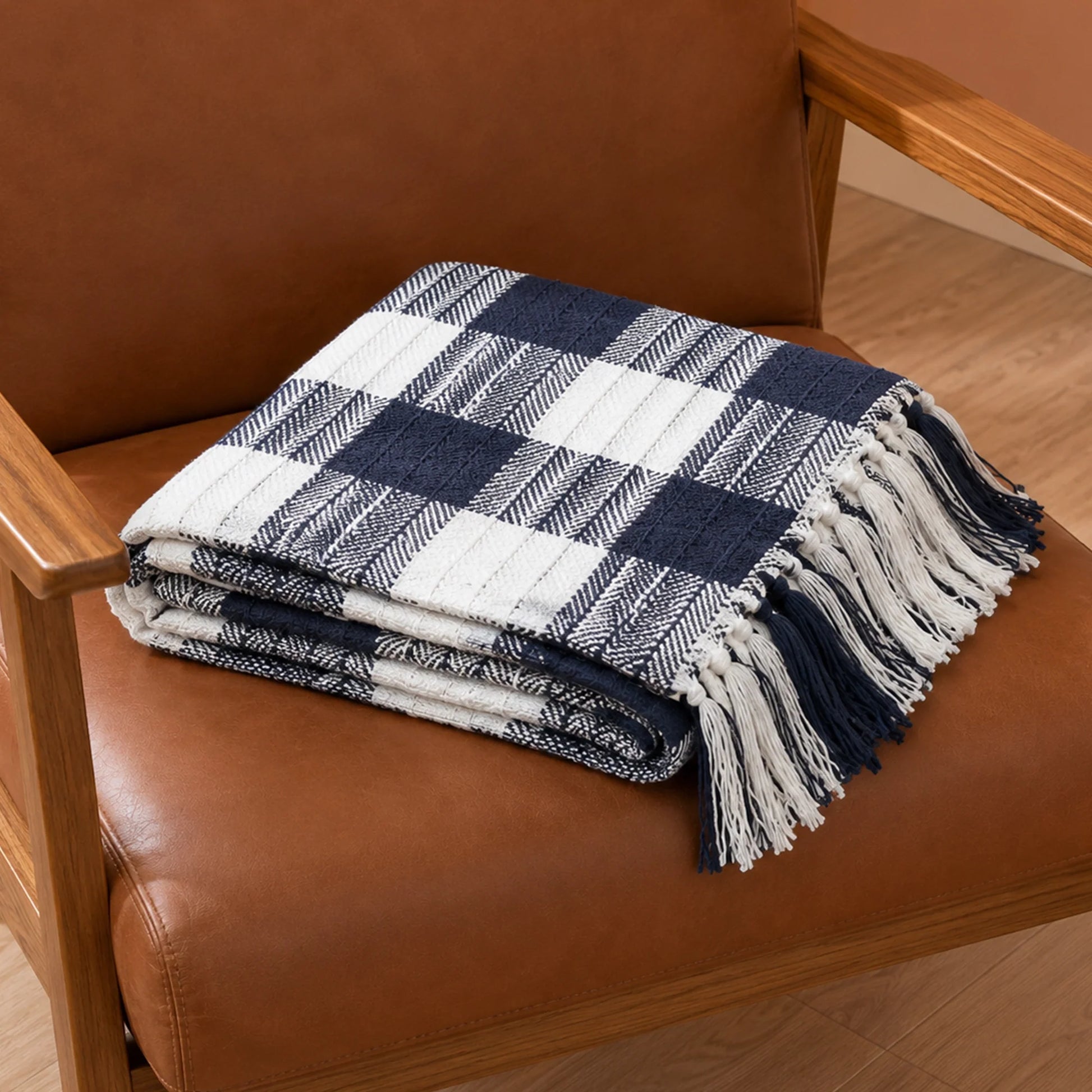 Breton Blue Harlequin - Plaid Woven Throw-5
