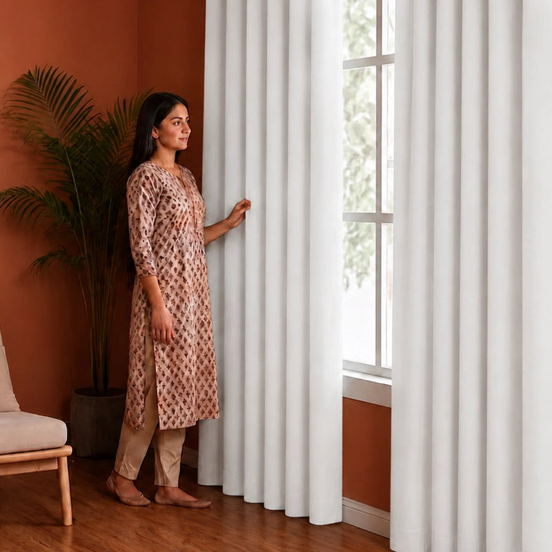 Fort Royal - Rod Pocket Velvet Curtain (White)-5